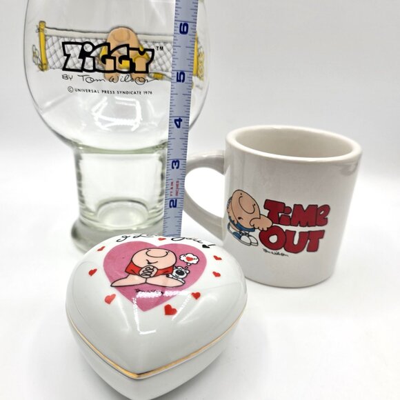 Vintage ZIGGY BY TOM WILSON COLLECTION of Coffee cup ~ Tennis Glass ~Trinket Box - Picture 11 of 14